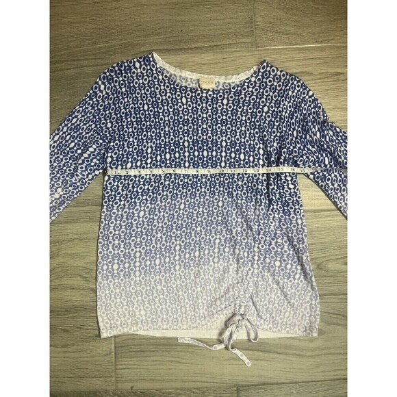 Chico’s Blue And White Gradient Circle Dot Sweater Tunic Size 1 sz 8 Medium A6 - Picture 5 of 8
